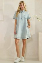 Load image into Gallery viewer, Vintage light wash denim shirt dress
