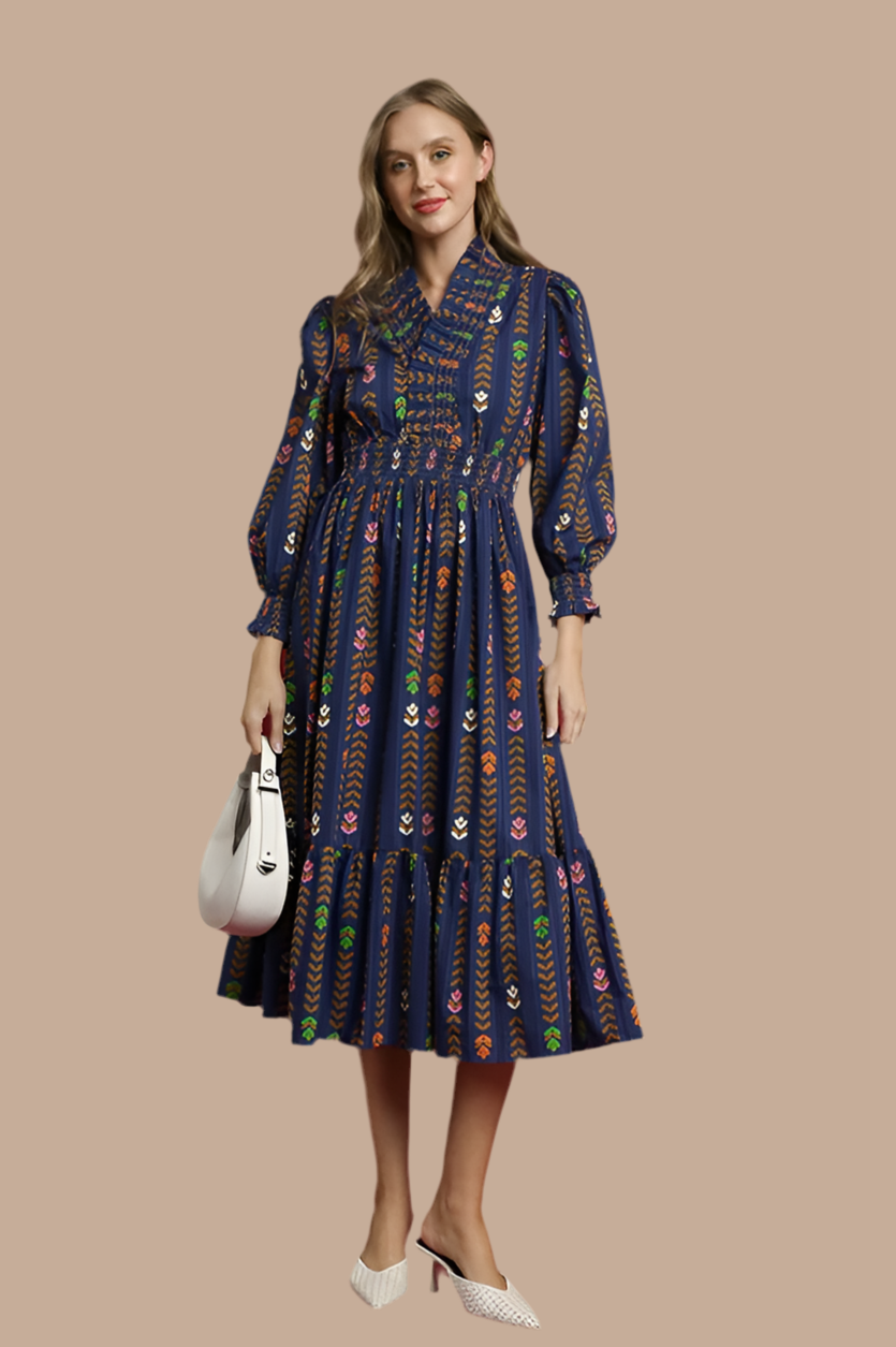 Lala- Midi length Midnight printed Umgee exclusive dress