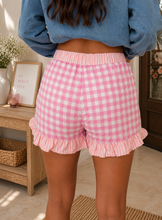 Load image into Gallery viewer, Meli’s Collection pink gingham/ stripe detailed shorts- From Kennett with love
