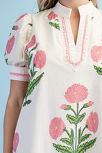 Load image into Gallery viewer, Pink Floral print notch neck dress
