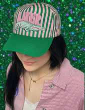 Load image into Gallery viewer, RESTOCK!! Later alligator Kelly green/pink hat
