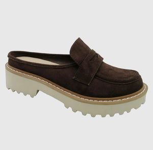 Pierre Dumas - Chocolate Brown lug sole loafer mule - Mora