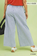 Load image into Gallery viewer, Plus Wide leg light wash striped denim UMGEE trousers
