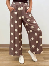 Load image into Gallery viewer, UMGEE Taupe wide leg polka dot trousers
