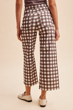 Load image into Gallery viewer, Gingham print brown comfort stretch cropped denim pants
