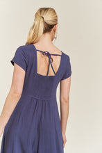 Load image into Gallery viewer, PLUS COCO- Linen NAVY button down cropped wide leg jumpsuit
