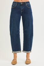 Load image into Gallery viewer, PLUS RISEN JEANS- Slouchy Cropped Barrel textured jeans PG21300 Dark
