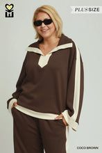 Load image into Gallery viewer, PLUS UMGEE- Luxeknit Coco Brown elegant two piece wide leg set
