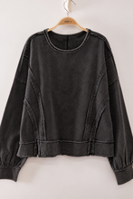 Load image into Gallery viewer, Black mineral washed two piece jogger set
