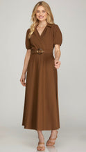 Load image into Gallery viewer, MOCHA coffee days- Midi length toffee belted dress
