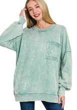 Load image into Gallery viewer, Marlow- Ash Blue French Terry washed Rae edge pocket sweatshirt
