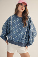 Oversized vintage wash polka dot sweatshirt