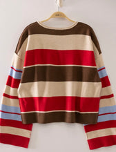Load image into Gallery viewer, Multicolor red/ beige striped sweater
