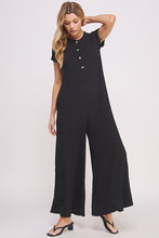 Load image into Gallery viewer, PLUS SIFNOS- short sleeve textured button down jumpsuit
