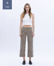 Load image into Gallery viewer, PLUS HIGH RISE ANIMAL PRINT CROP WIDE LEG JEANS T5894LPD-P
