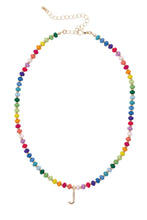 Load image into Gallery viewer, CANVAS- Ruthie Rainbow Beaded Mini Initial Necklace
