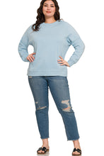 Load image into Gallery viewer, Plus Morgan- Ash Blue Ribbed side raglan sweatshirt

