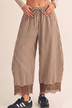 Load image into Gallery viewer, Boho striped lace trim barrel pants
