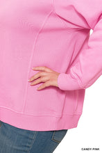 Load image into Gallery viewer, Plus Morgan- Candy Pink Ribbed side raglan sweatshirt
