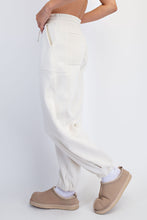 Load image into Gallery viewer, Two piece fleece lined off the shoulder sweatshirt with barrel sweatpants set
