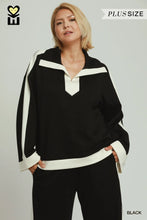Load image into Gallery viewer, PLUS UMGEE- Luxeknit Black elegant two piece wide leg set
