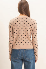 Load image into Gallery viewer, Taupe polka dot button up cardigan
