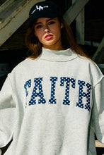 Load image into Gallery viewer, FAITH | Embroidered Polka-Dot Mock Neck Sweatshirt
