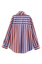 Load image into Gallery viewer, Bow neck striped button up top
