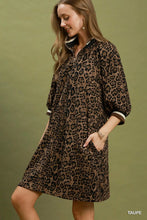 Load image into Gallery viewer, UMGEE half zip animal print cuffed dress
