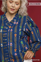 Load image into Gallery viewer, Plus Lala- Umgee exclusive midnight printed Victorian collared top
