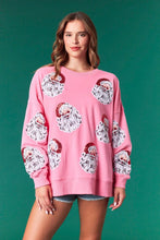 Load image into Gallery viewer, Pink Sequin Santa Claus oversized sweatshirt
