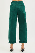 Load image into Gallery viewer, Risen Jeans-  Hunter green wide leg cropped barrel jeans
