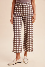 Load image into Gallery viewer, Gingham print brown comfort stretch cropped denim pants
