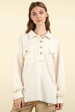 Load image into Gallery viewer, FREE GIRL- cream oversized half butron front sweater
