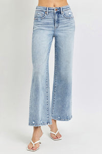 PLUS RISEN JEANS- Tummy Control  High Rise light wash wide leg jeans RDP5936X