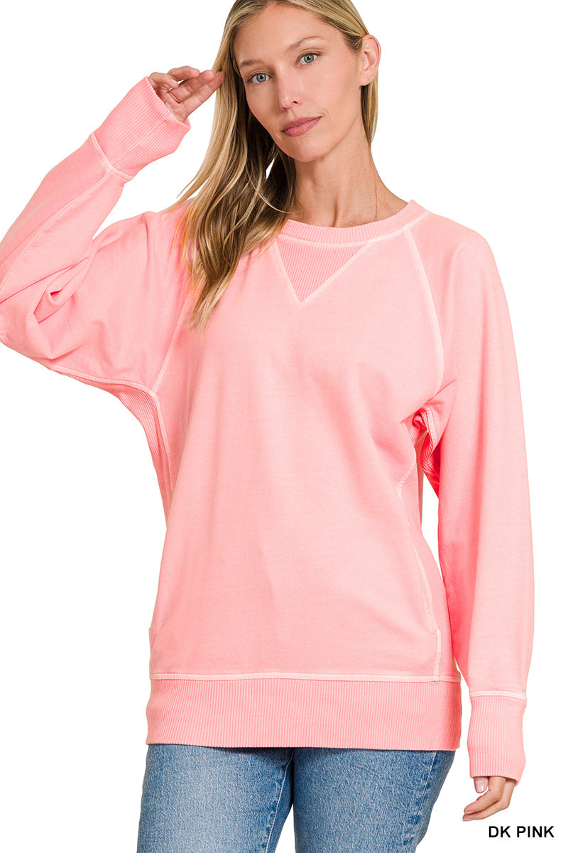 ZENA- Dusty Pink pigment dye French Terry sweatshirt with pockets