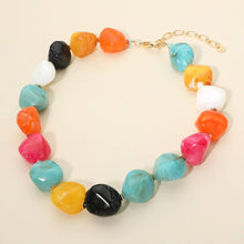 Load image into Gallery viewer, Chunky Marbled Resin Pebble Beaded Statement Necklace
