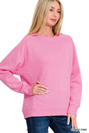 Morgan- Candy Pink Ribbed side raglan sweatshirt