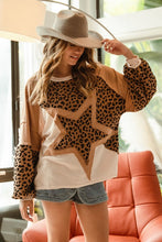 Load image into Gallery viewer, LAYLA- Oversized oatmeal leopard star sweatshirt
