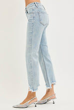 Load image into Gallery viewer, RISEN JEANS- Light wash Mid Rise straight step frayed hem jeans RDP5813
