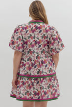 Load image into Gallery viewer, Plus Paris- Plum Floral print contrast multicolor band dress
