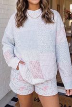 Load image into Gallery viewer, Floral quilted mock neck short set
