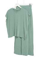 Sage Two piece ribbed wide leg set