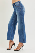 Load image into Gallery viewer, RISEN JEANS- Tummy control High Rise Raw hem wide leg cropped jeans

