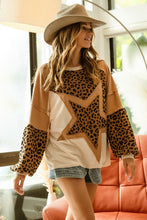 Load image into Gallery viewer, LAYLA- Oversized oatmeal leopard star sweatshirt
