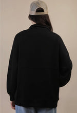Load image into Gallery viewer, Plus black scuba half zip sweatshirt
