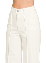 Load image into Gallery viewer, High waist winter white wide leg pintuck jeans
