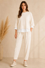 Load image into Gallery viewer, Winter white Layering effect Barel pants two piece set
