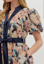 Load image into Gallery viewer, Jenny- Button Down Tie front elegant floral dress

