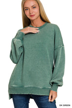 Load image into Gallery viewer, Plus Washed dark green  fleece two piece cropped wide leg sweatsuit
